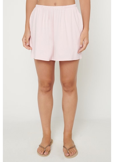 Ac&co / Altınyıldız Classics Kadın Pembe Yumuşak Dokulu Standart Fit Beli Lastikli Cepli Rahat Örme Esnek Şort