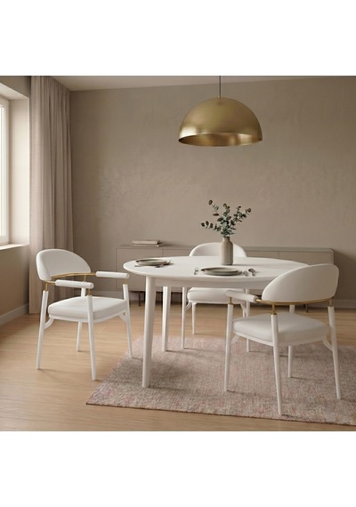 Valen Exclusive Kolçaklı Metal Sandalye Beyaz