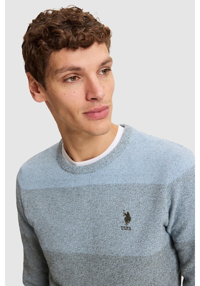 U.S. Polo Assn. Erkek Açık Mavi Bisiklet Yaka Regular Fit Çizgili Kazak 50328915-vr095 Buz Mavı / Ice Blue U.S. Polo Assn. Erkek Açık Mavi Bisiklet Yaka Regular Fit Çizgili Kazak 50328915-vr095 Buz Mavı / Ice Blue