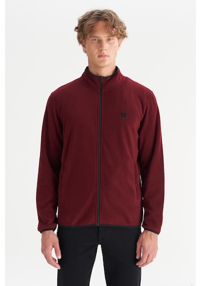 Wrangler Regular Fit Normal Kesim Dik Yaka Fermuarlı Bordo Polar Ceket Wine