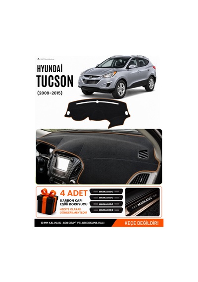 Hyundai Tucson 2009-2015 Uyumlu Torpido Örtüsü, Torpido Kılıfı - Siyah-kahverengi - Hu034