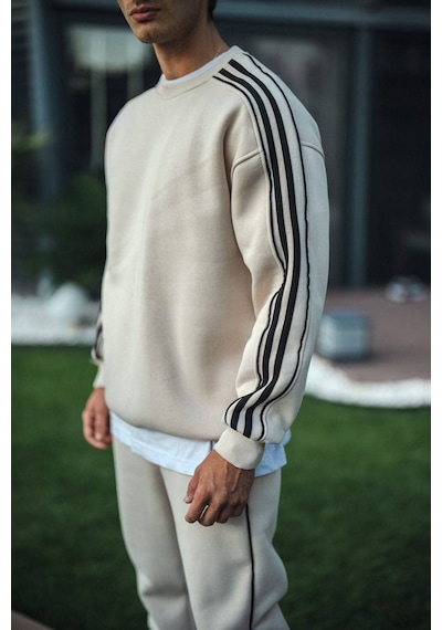 Lulikwear 3 İplik Sweatshirt Ve Eşofman Takımı Krem