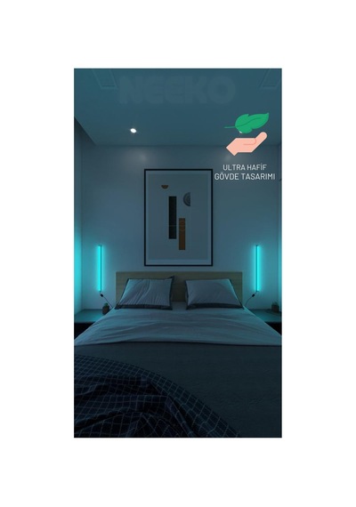 2 Adet Mini Duvar Aplik Uzaktan Kumandalı Rgb Led 16 Renk