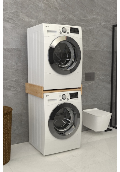 Solvo Banyo Dolabı Çamaşır Ve Kurutma Makinesi Dolabı Beyaz Kahverengi