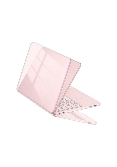 Macbook Uyumlu Neo 13inç A18 Pro A3404 Kılıf Kristal Ön Arka Şeffaf Kapak Pembe