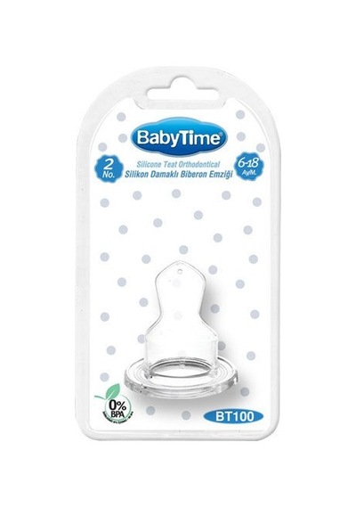 Baby Time Silikon Damaklı Biberon Emziği No:2 6-18 Ay Bt100