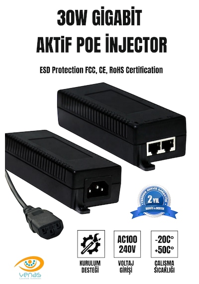 30w Aktif Poe İnjektor Güvenlik Kamerası