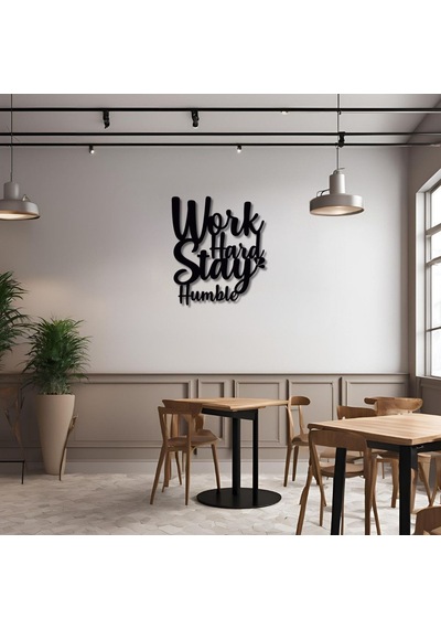 Dekoratif Metal Sanatı Workd Hard Metal Duvar Tablosu İmza