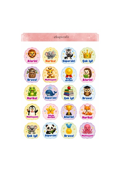 6 Sayfa Öğretmen Motivasyon Öğrenci Tebrik Sticker Seti 0