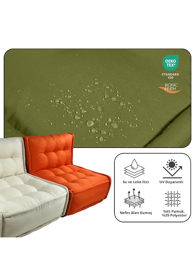 Xpermate Zen Sırtlı Minder İskandinav Tarzı Minder 80x60 Yeşil