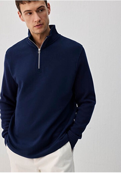 Mavi Erkek Half Zıp Sweatshırt Derin Lacivert 0s10319-70497 Lacivert