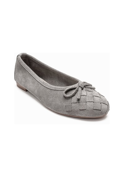 Luvishoes 03 Gri Süet Hakiki Deri Kadın Babet Ayakkabı
