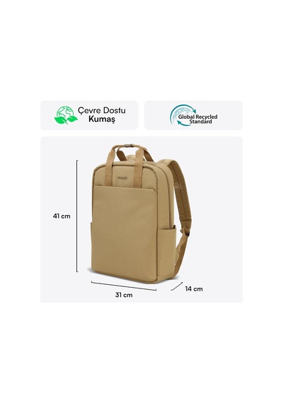 Mce-1523 Nova Eco Çevre Dostu Laptop Sırt Çantası 15.6 İnç, Ykk Fermuarlı Bilgisayar Sırt Çantası, Kadın Ve Erkek Günlük Çanta, Okul Ve İş Çantası, Camel