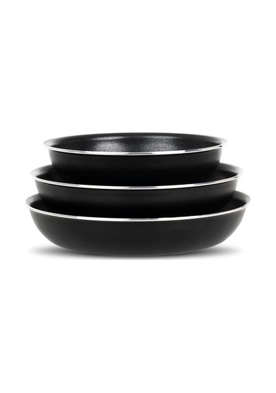 All-ın-one Titanium 4 Parça Set: 20-24-28cm Tava 1 Adet Özel Sap Açık Gri