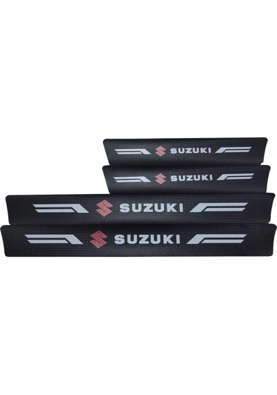 Suzuki Logolu Karbon Kapı Eşiği Koruyucu Bant Folyo 4'lü Set