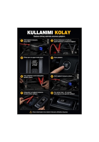 Suitu At-006 Akü Takviye Cihazı 18.000mah 4'ü 1 Arada Powerbank, Hava Kompresörü, Lcd Ekran, 150psı