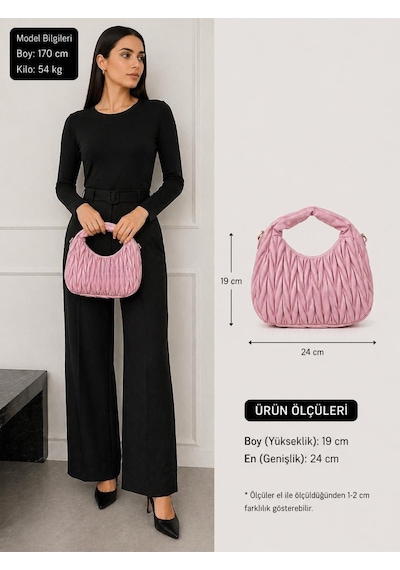 Moda Çınar Desenli Yeni Model El Ve Kol Çantası Model:pmb302130 Pembe