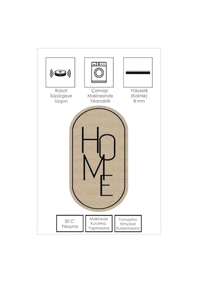 West Home Dijital Baskı Yıkanabilir Kaymaz Taban Leke Tutmaz Oval Mutfak Halısı Salon Halısı Ve Yolluk Wh 575 Beige Oval