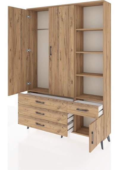 Arges Dolap 5 Raflı 4 Çekmeceli Tek Askılı 132x30x195 Çam-çam/çam Atlas Çam/atlas Çam Arges Dolap 5 Raflı 4 Çekmeceli Tek Askılı 132x30x195 Çam-çam/çam Atlas Çam/atlas Çam