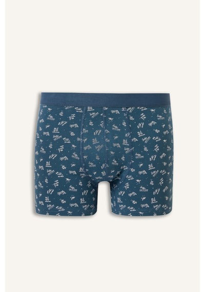Defacto Regular Fit Desenli Beli Lastikli 3lü Boxer I3347ax26auın264 İndigo-ın264