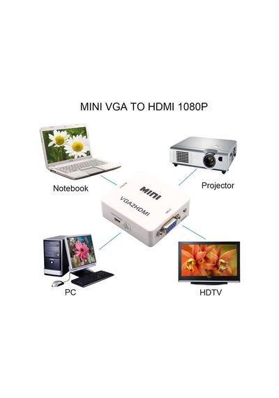 Aktif Vga Hdmı, Hd 1080P 3.5Mm Ses Vga To Hdmi Hd