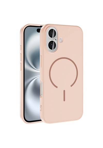 Apple Uyumlu iPhone 16 Kılıf M-safe Şarj Özellikli Zore Meta Kapak Rose Pembe