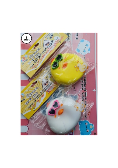 Civciv Sukuşi Skuşi Squishy Sevimli Hayvan Ördek Esnek 1 Adet Stres Oyuncakları Uzayan Gözlüklü Squıshy Sarı Beyaz 8.5cm