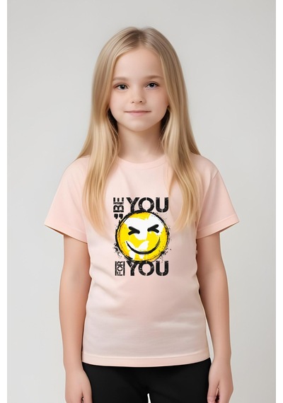 Panios Kids Be You Emoji Baskılı Kız Çocuk Tişört Ve Eşofman Alt-üst Takım Somon
