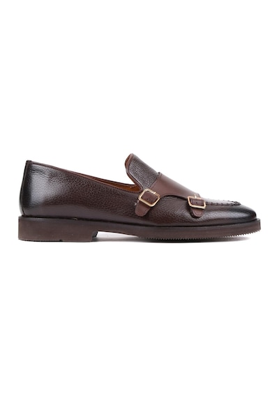 Shoetyle - Kahverengi Deri Tokalı Erkek Klasik Ayakkabı 250-2750-863-kahverengi