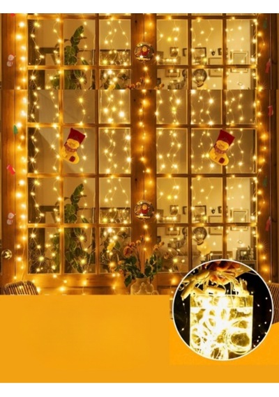 Perde Led 3x3 Kumandalı 8 Fonksiyonlu 300 Led 10 Sarkıtlı Yılbaşı Çam Ağacı Süsleme Usb Gece Lambası
