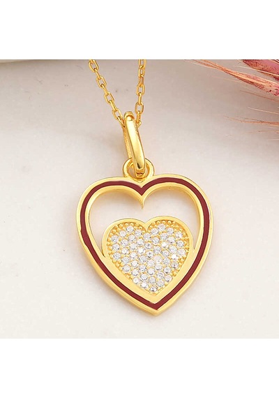 925 Ayar Gümüş Gold Kalp Kadın Kolye Arbltgspzıau2qczwrf