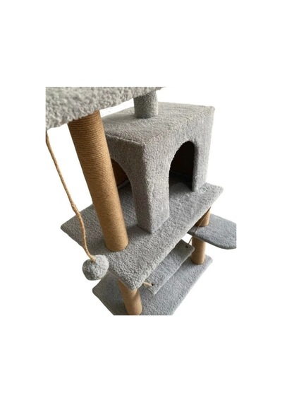 Reyo Pet Y01 Salıncaklı Yuvalı Lüx Kedi Tırmalama Oyun Evi Gri
