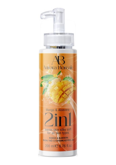 Aurora Boreale 2in1 Arada Mango Alovera Aromalı Masaj Yağı Ve Kayganlaştırıcı Jel 200ml