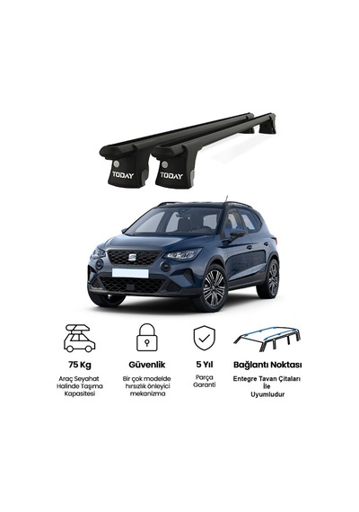 Trio-ı Seat Arona 2017 Ve Sonrası Uyumlu Siyah Kilitli Ara Atkı 135cm Port Bagaj Tavan Barı