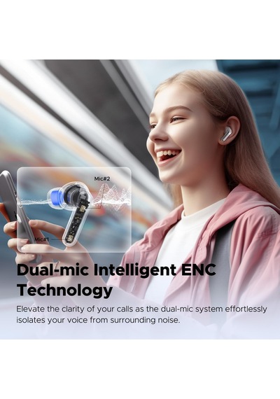 Clear Enc Tws Bluetooth 5.3 Kulak İçi Kablosuz Kulaklık Beyaz