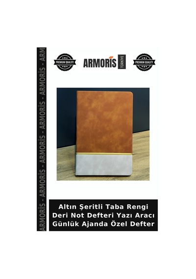 Altın Şeritli Taba Rengi Deri Not Defteri Yazı Aracı Günlük Ajanda Özel Defter Çok Renkli