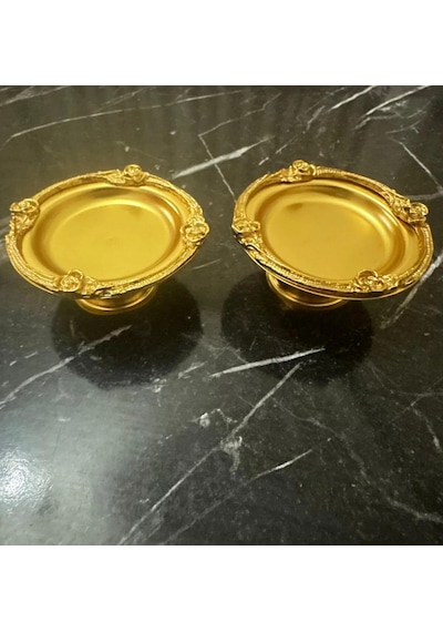 6'lı Gold Metal Kaplama Kahve Yanı Lokumluk -ayaklı, Şık Sunumluk- Kahve Yanı Lokumluk