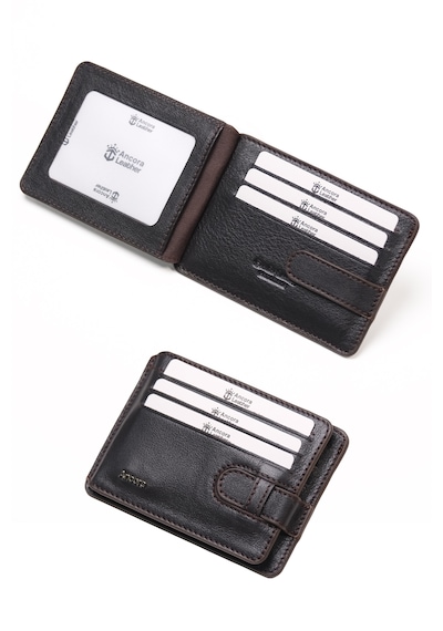 Ancora Leather Hakiki Deri-minimal Tasarım Kartlık-26205-kişiye Özel İsim Baskılı Kahve