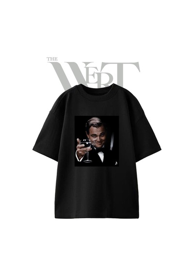 Thewert Jay Gatsby Tasarım Baskılı Ünisex Siyah Oversize T-shirt