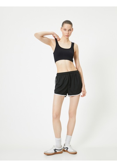Koton Spor Yarım Atlet Dikişsiz Fitilli Slim Fit Kapsız Siyah 4sak30202nk Siyah