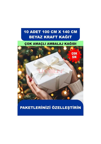 10 Adet 100cm X 140cm 120 Gr. Çift Yönlü Beyaz Kraft Ambalaj Kağıdı, Hediye, Çeyiz Paketleme, Çocuk Etkinlik Kağıdı