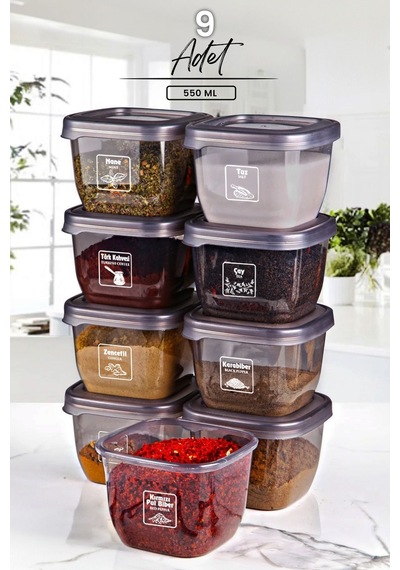 KitchenLife Avantajlı Gold Etiketli Boly Kare Saklama Kabı Seti 9'Lu 550 ML