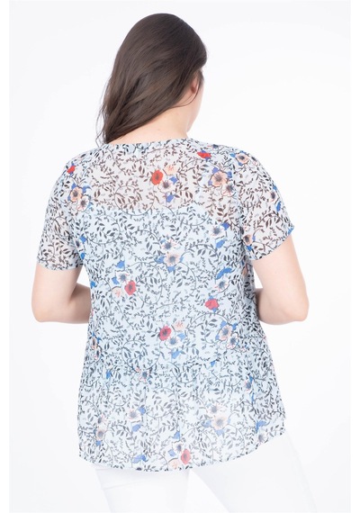 Myline Astarlı Şifon Bluz-565 Açık Mavi