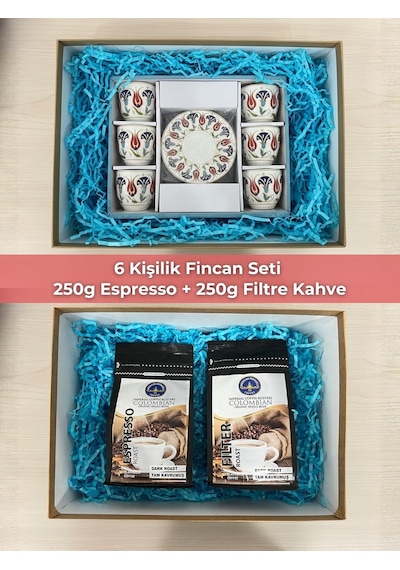 French Press Hediyeli 6 Kişilik Kahve Fincanı Seti + Espresso & Filtre Kahve Sevgililer Günü Özel Diğer