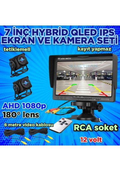 2 Adet Ahd 1080p 180 Derece Geniş Açılı Kamera Ve 7'' Qled Ekran
