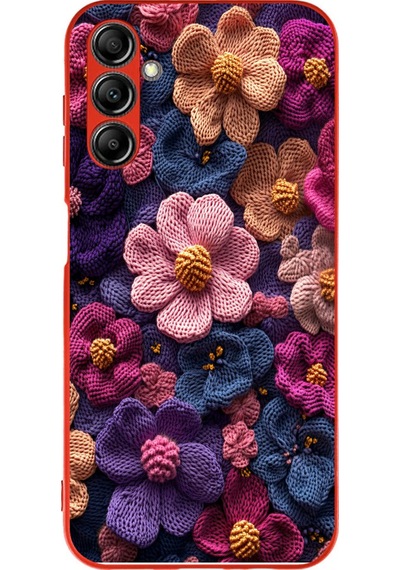 Samsung Galaxy A14 Uyumlu Çiçek Örgüsü Baskılı Silikon Kılıf Renkli