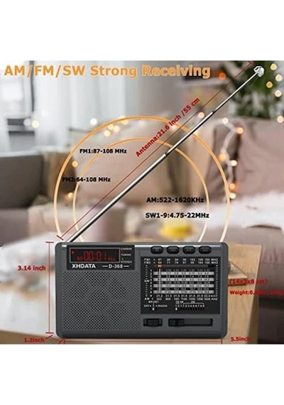 Xhdata D368 Kısa Dalga Am Fm 12 Bant Dsp Stereo Taşınabilir Radyo Mp3 Çalar Şarj Edilebilir