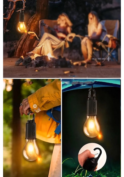 Taşınabilir Şarjlı Led Ampül Outdoor Kamp Bahçe Lambası 10w Askıl