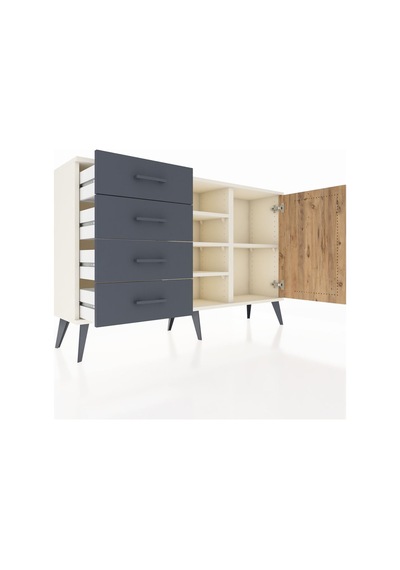 Arges Konsol 4 Raflı 4 Çekmeceli Tek Kapaklı 132x30x83 Aytaşı-çam/antrasit Çam/antrasit Arges Konsol 4 Raflı 4 Çekmeceli Tek Kapaklı 132x30x83 Aytaşı-çam/antrasit Çam/antrasit