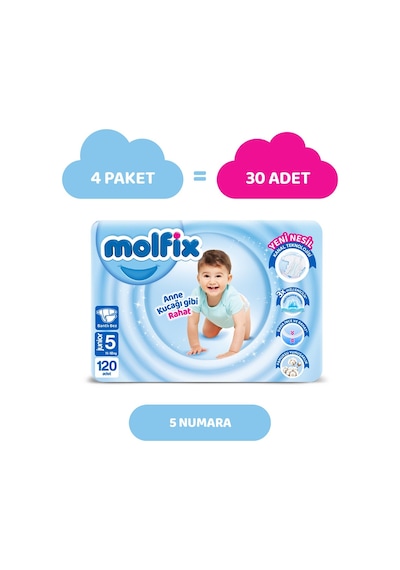 Molfix Bebek Bezi 5 Beden Junior Aylık Fırsat Paketi 120 Adet